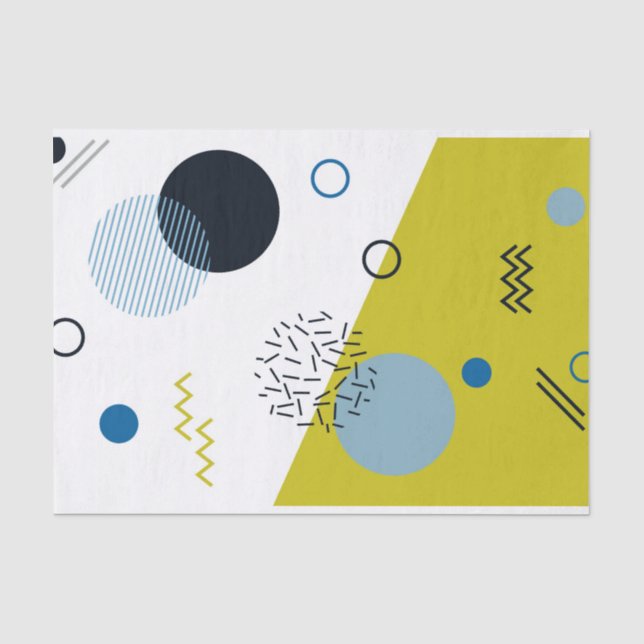 Coole, trendige, moderne, geometrisch blaue Memphi Seidenpapier (Vorderseite)