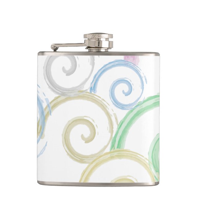 Coole, trendige, moderne Wellenwasser-Farbbürsten Flachmann (Vorderseite)