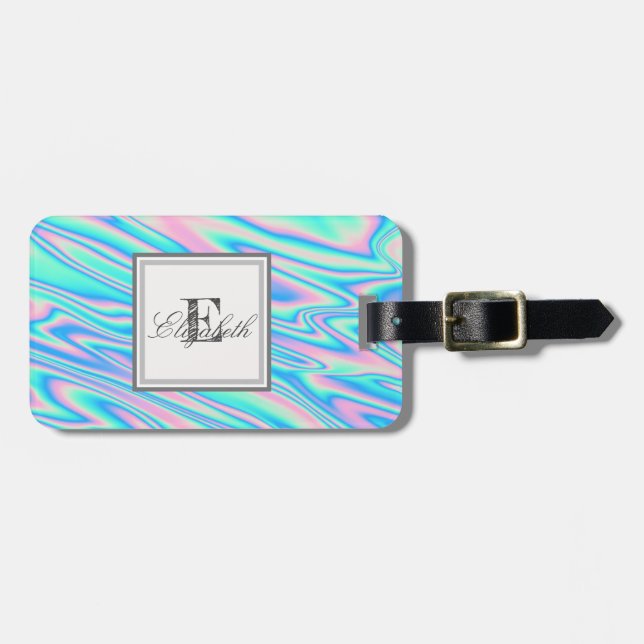 Coole Trendy Holographic Texture, Monogram Gepäckanhänger (Vorderseite horizontal)