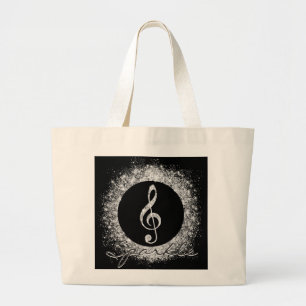 Coole trendy Music Treble Clef Glitzer Glitzern Jumbo Stoffbeutel