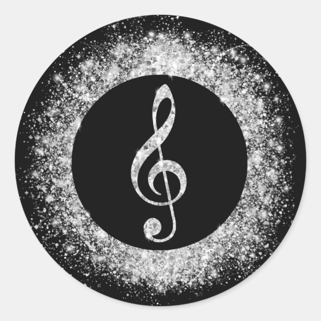 Coole trendy Music Treble Clef Glitzer Glitzern Runder Aufkleber (Vorderseite)