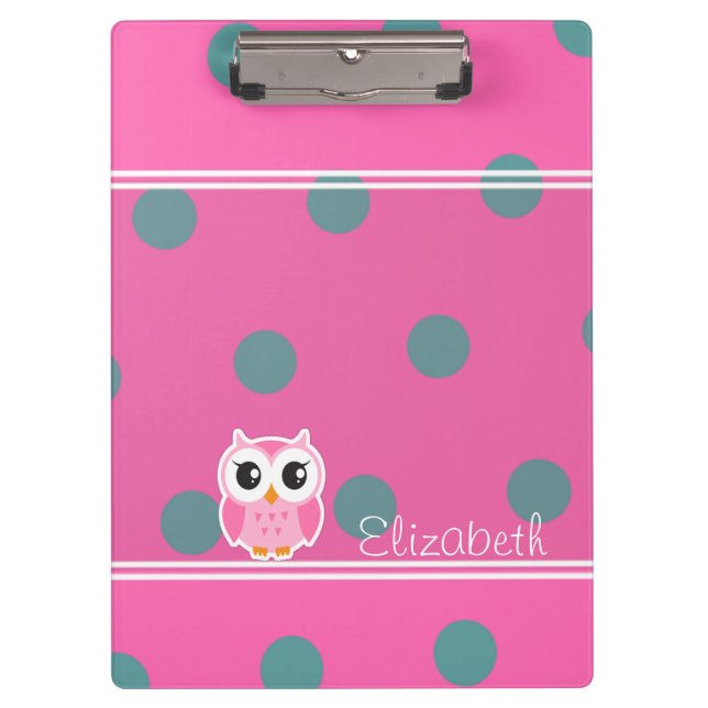 Coole trendy Polka Dots mit Niedlichen, Personalis Klemmbrett (Vorderseite)