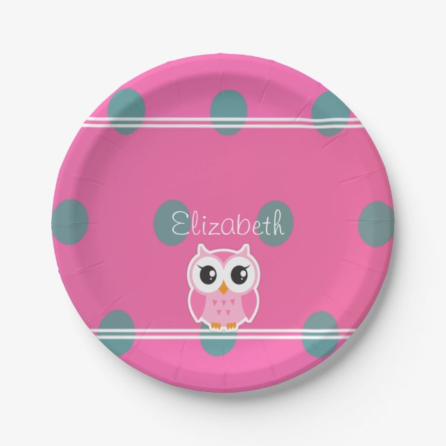 Coole trendy Polka Dots mit Niedlichen, Personalis Pappteller (Vorderseite)