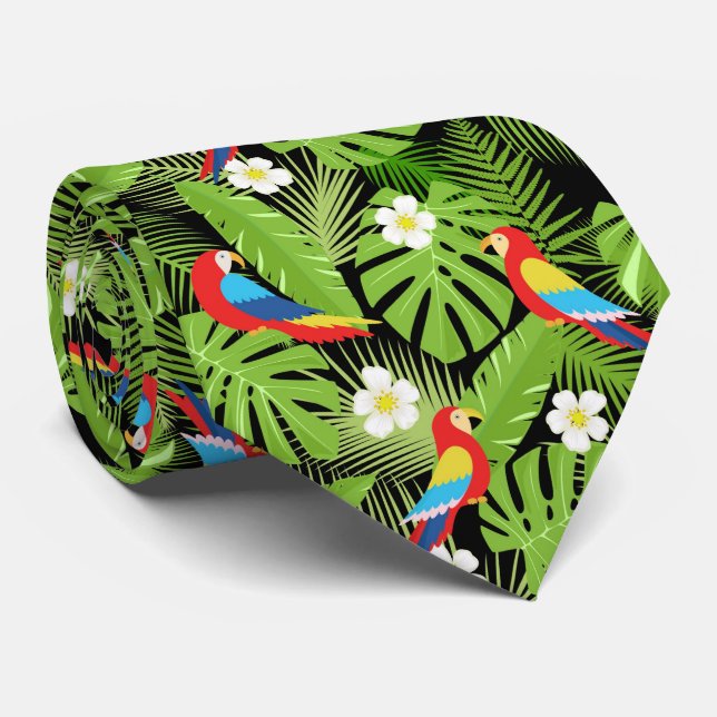 Coole tropische Strandparrots mit Fliesen Krawatte (Gerollt)