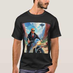 coole Trump Motorrad-Alien Planet Raumschiff MAGA T-Shirt