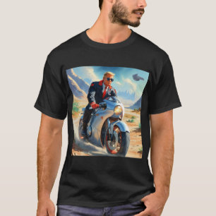 coole Trump Motorrad-Alien Planet Raumschiff MAGA T-Shirt