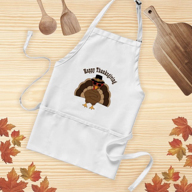 Coole Türkei glücklich Danksagung Sondertext Schürze (Customize Cool Turkey Happy Thanksgiving aprons for adults and kids. )