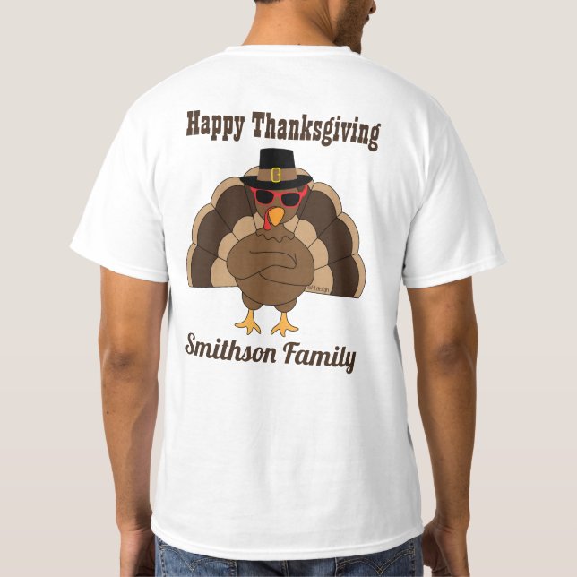 Coole Türkei glücklich Thanksgiving Familienname T T-Shirt (Rückseite)