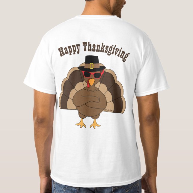 Coole Türkei mit Sonnenbrille Happy Thanksgiving T-Shirt (Rückseite)