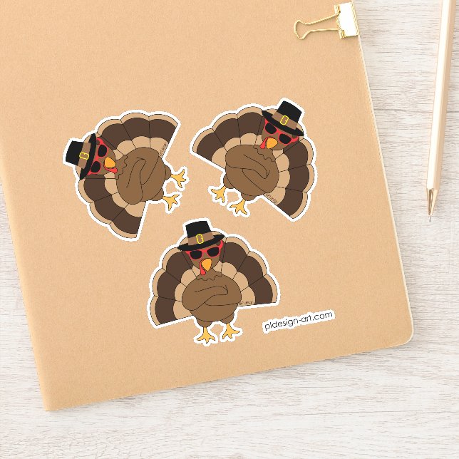 Coole Türkei w Sonnenbrille glücklich Thanksgiving Aufkleber (Notizbuch)