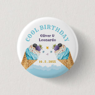 Coole Twins Ice Cream Boys Geburtstagspapier Platt Button