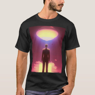 Coole UFO-Kunst. Farbige lebendige Alien-Kunst. T-Shirt