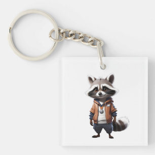 Coole und bezaubernde Raccoon-Illustration Schlüsselanhänger