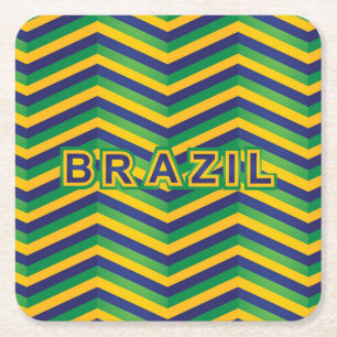 Coole und farbenfrohe brasilianische Flaggenfarben Rechteckiger Pappuntersetzer