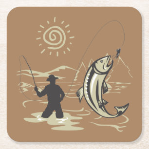 Coole und farbenfrohe Fische im Sommer Rechteckiger Pappuntersetzer