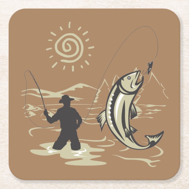Coole und farbenfrohe Fische im Sommer Rechteckiger Pappuntersetzer (Vorderseite)