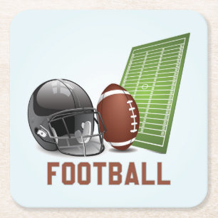 Coole und farbenfrohe Fußballsportelemente Rechteckiger Pappuntersetzer