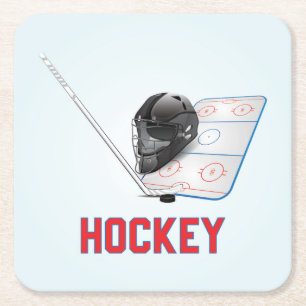 Coole und farbenfrohe Hockeysportelemente Rechteckiger Pappuntersetzer