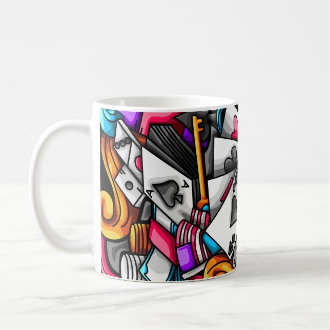 Coole und farbenfrohe Las Vegas Casino Glücksspiel Kaffeetasse (Links)