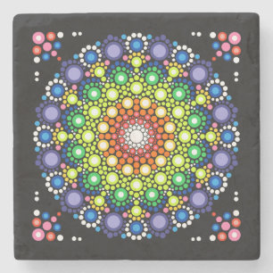 Coole und farbenfrohe Mandala-Blumenmuster Steinuntersetzer