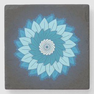Coole und farbenfrohe Mandala Muster Blaue Flammen Steinuntersetzer