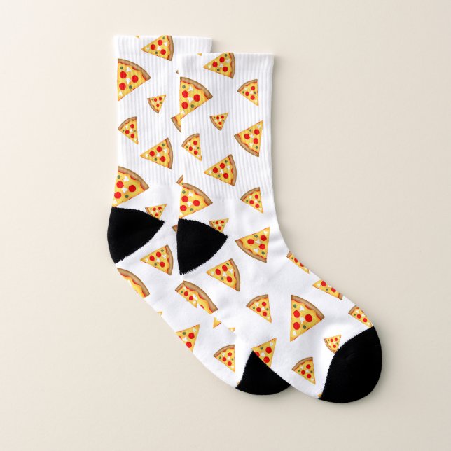 Coole und lustige Pizzaschnitte auf Weiß Socken (Paar)