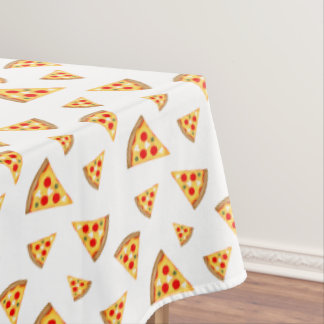 Coole und lustige Pizzaschnitte auf Weiß Tischdecke