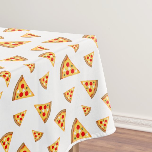 Coole und lustige Pizzaschnitte auf Weiß Tischdecke (Beispiel)
