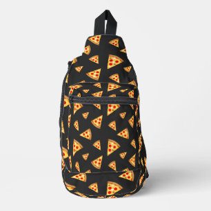 Coole und lustige Pizzaslicen-Muster dunkelgrau Crossbody Bag