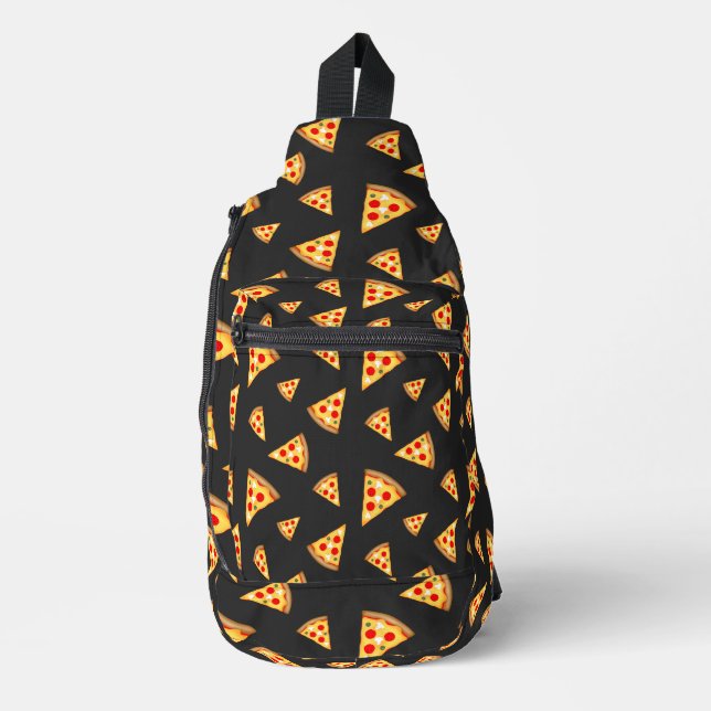 Coole und lustige Pizzaslicen-Muster dunkelgrau Crossbody Bag (Vorderseite)