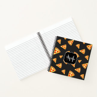 Coole und lustige Pizzaslicmuster Monogram Notizbuch
