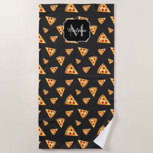 Coole und lustige Pizzaslicmuster Monogram Strandtuch