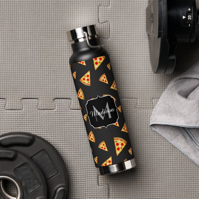 Coole und lustige Pizzaslicmuster Monogram Trinkflasche (Fitnessstudio)