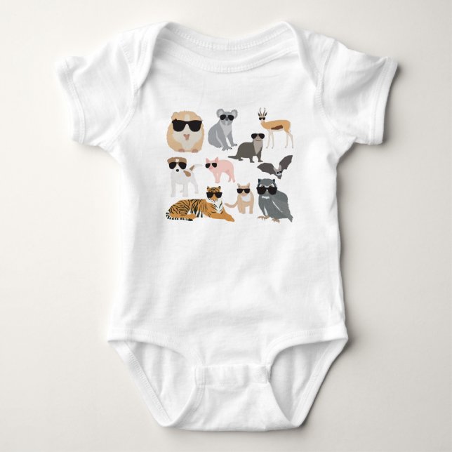 Coole und lustige Tiere mit Sonnenbrille Baby Strampler (Vorderseite)