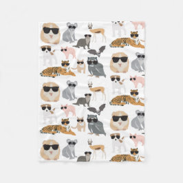 Coole und lustige Tiere mit Sonnenbrille Fleecedecke