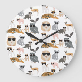 Coole und lustige Tiere mit Sonnenbrille Große Wanduhr