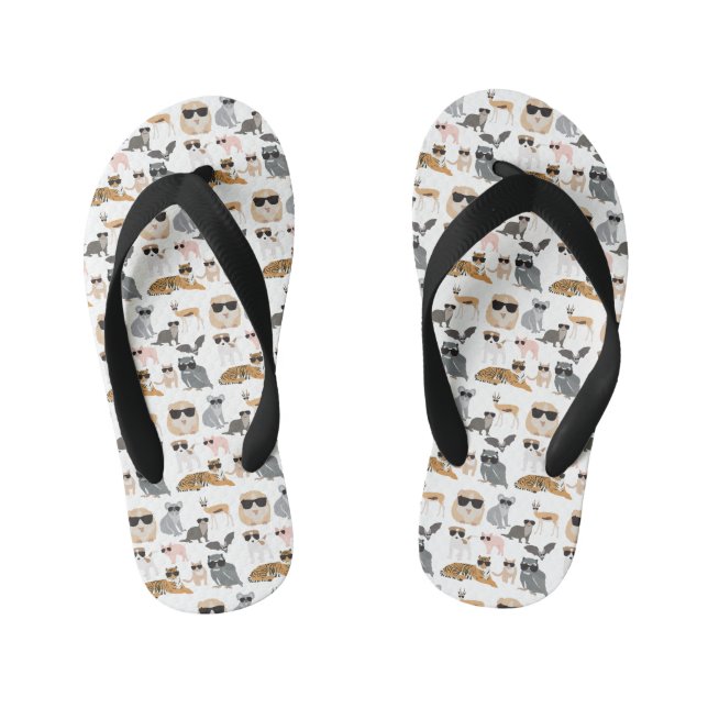 Coole und lustige Tiere mit Sonnenbrille Kinderbadesandalen (Fußbett)