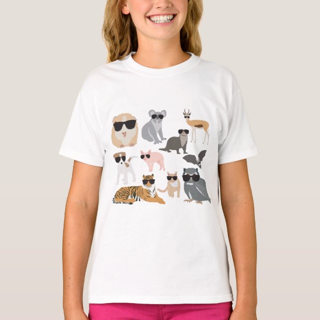 Coole und lustige Tiere mit Sonnenbrille T-Shirt (Vorderseite)