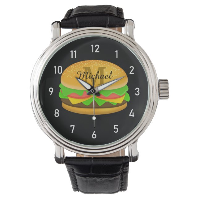 Coole und lustige Yummy-Monogramm und Nummern Armbanduhr (Vorderseite)