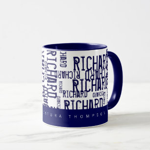 coole und moderne blaue Typografie (Namensmuster) Tasse