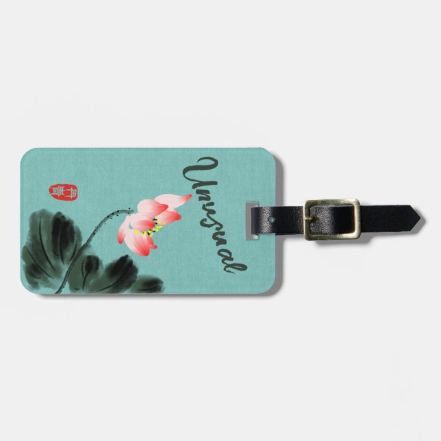 Coole Ungewöhnliche Floral Freehand Zeichnend Aqua Gepäckanhänger (Vorderseite horizontal)