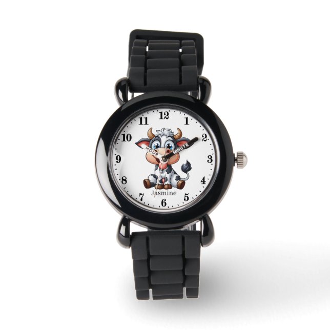 Coole Unisex-Kuh: Name hinzufügen Armbanduhr (Vorderseite)