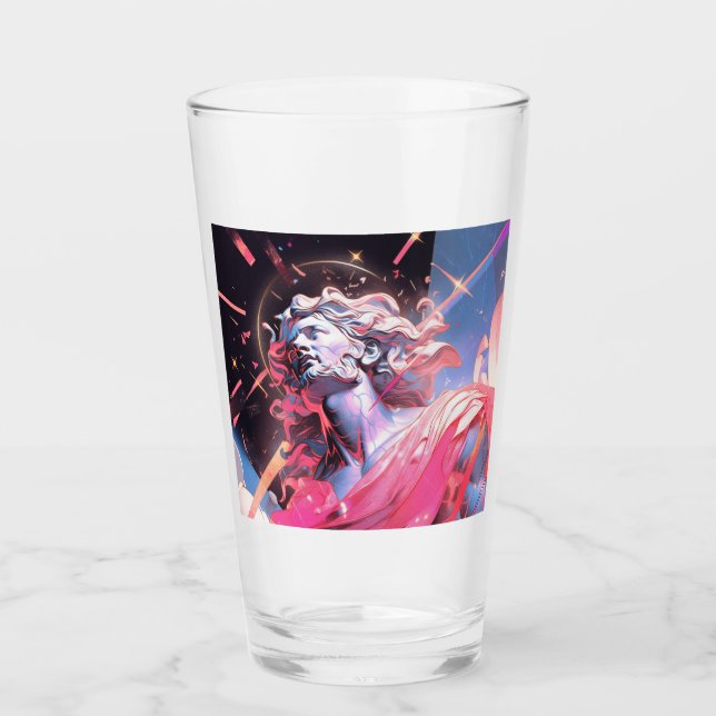 Coole Vaporwave-Statue von David in Pink Glas (Vorderseite)