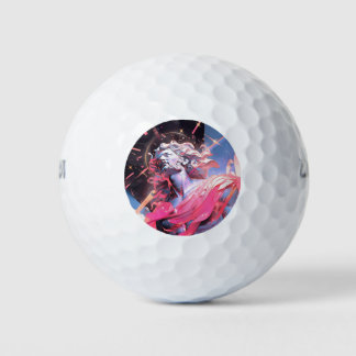 Coole Vaporwave-Statue von David in Pink Golfball
