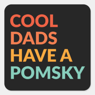 Coole Vater haben Pomsky Dog Pride Geschenke Quadratischer Aufkleber