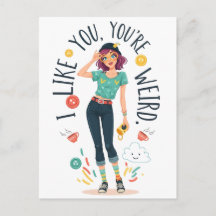 Coole verrückte Mädchen-Illustration Ich mag dich