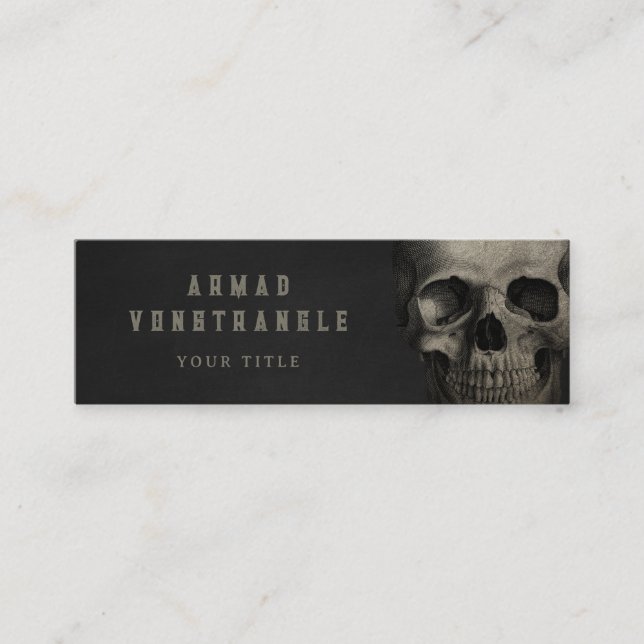 Coole Vinatge Skull Typographic Black Mini Visitenkarte (Vorderseite)