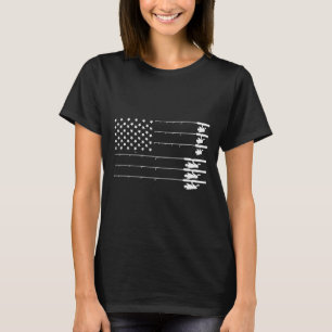 Coole Vintage amerikanische Flaggenfischerei T-Shirt