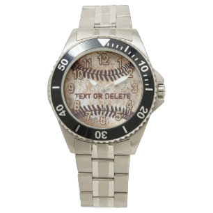 Coole Vintage-Baseballuhr Ihren Text oder löschen Armbanduhr