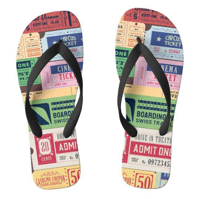 Coole Vintage Cenima-Tickets Flip Flops (Fußbett)